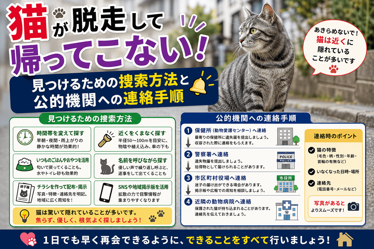 猫 脱走 帰ってこない