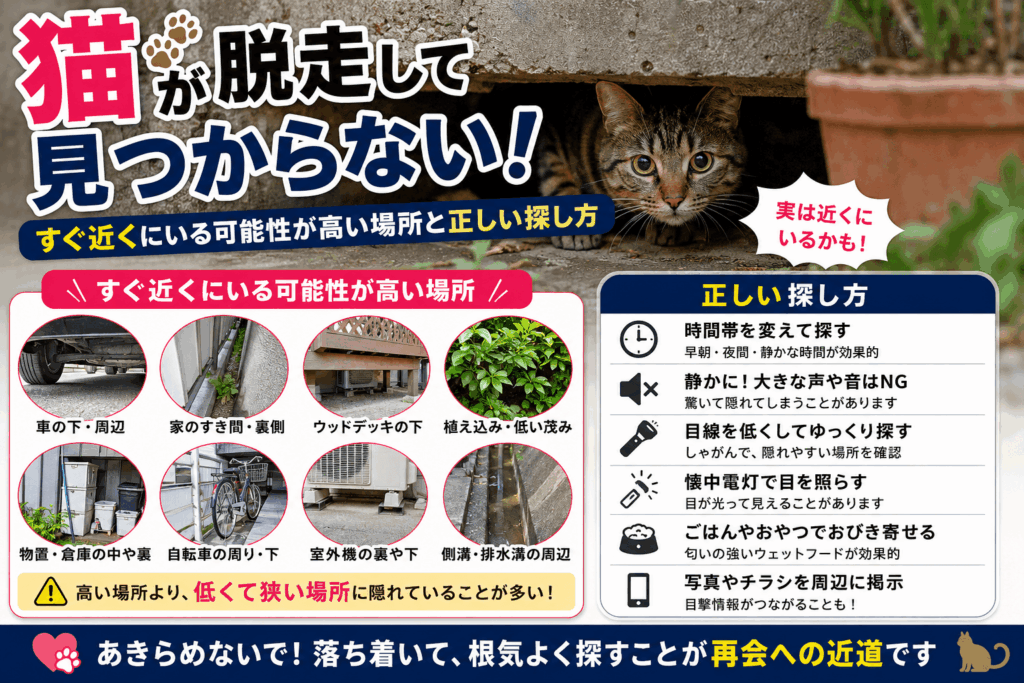 猫 脱走 見つからない