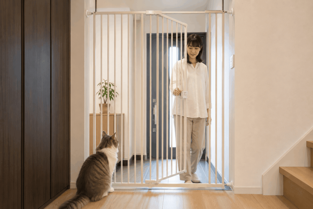 猫の玄関脱走防止ゲート